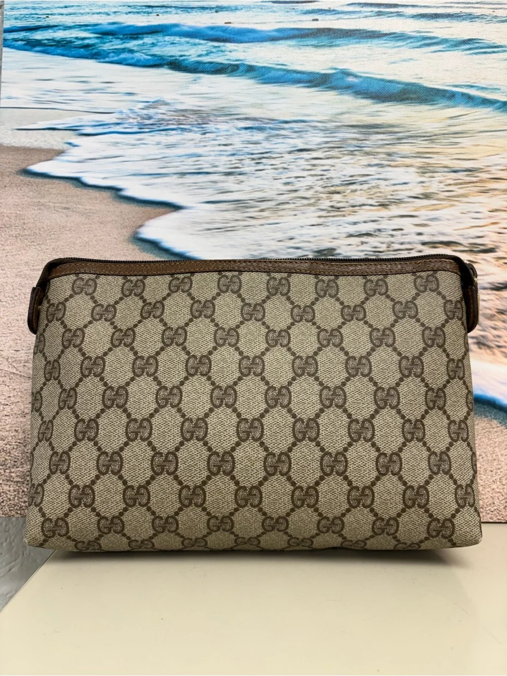 AUTH Vintage Gucci Accessory Collection GG Supreme Clutch Pouch Bag 89.01.045